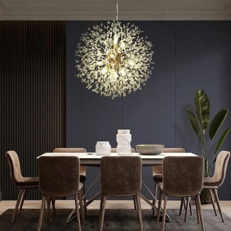 Modern Firework Gold Crystal Chandeliers, Sputnik Dandelion Chandelier Light Fixture Pendant Lighting for Dining Room, Living Room, Bedroom, Kitchen, Restaurant- 12 Lights