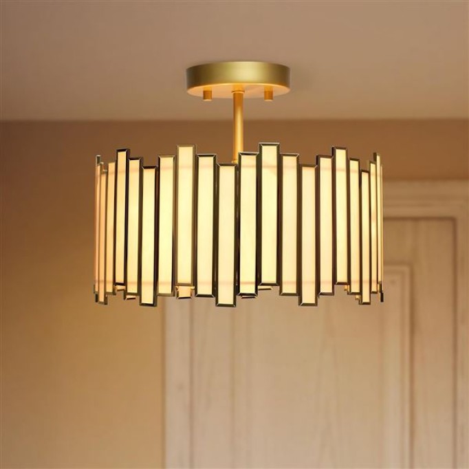 Lighting Modern Bubble Chandelier - 10-Light Amber Glass Ceiling Light, Mid Century Semi Flush Mount, Gold Globe Sputnik Chandelier