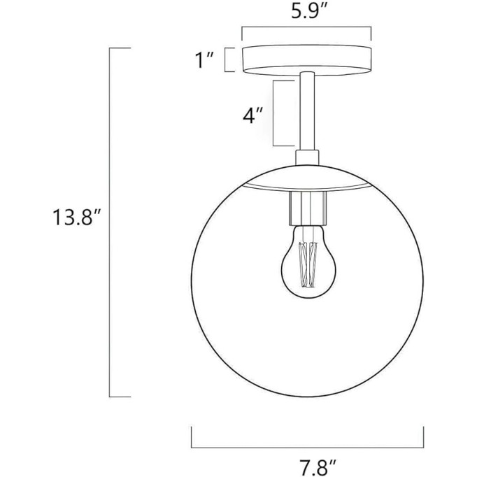 Globe Semi Flush Mount Ceiling Light Clear Glass with Brass Finish＆3 Lights Mid Century Modern Ceiling Light Clear Globe Semi Flush Mount Ceiling Light for Living Room Dining Room Bedroom