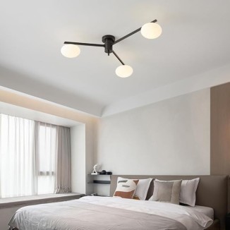Globe Milk Glass White Black Long Semi Flush Mount Ceiling Light Fixture Gold Mid Century Modern Ceiling Light 3/5 Light Industrial Ceiling Mount for Bedroom Dining Room Living Room (Color : D