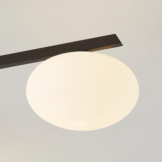 Globe Milk Glass White Black Long Semi Flush Mount Ceiling Light Fixture Gold Mid Century Modern Ceiling Light 3/5 Light Industrial Ceiling Mount for Bedroom Dining Room Living Room (Color : D