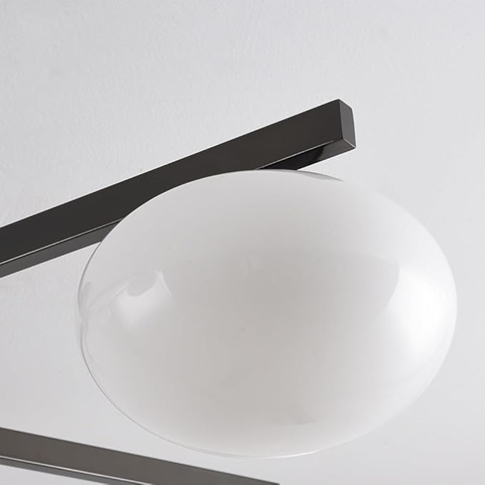 Globe Milk Glass White Black Long Semi Flush Mount Ceiling Light Fixture Gold Mid Century Modern Ceiling Light 3/5 Light Industrial Ceiling Mount for Bedroom Dining Room Living Room (Color : D
