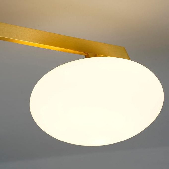 Glass Semi Flush Mount Ceiling Light, Modern Sputnik Chandelier, Bubble Ball Ceiling Light Fixture for Bedroom, Hallway (Gold, 3 Lights)