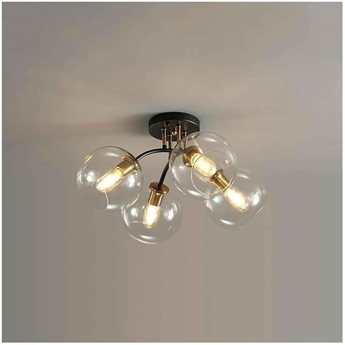 Lámpara Globe Semi Flush Mount Ceiling Light Fixture Mid Century Modern 4/6 Lights Glass Ceiling Light Vintage Black Gold Lighting Fixture Chandelier for Bedroom Kitchen Dining Room Corridor