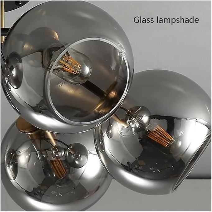 Lámpara Globe Semi Flush Mount Ceiling Light Fixture Mid Century Modern 4/6 Lights Glass Ceiling Light Vintage Black Gold Lighting Fixture Chandelier for Bedroom Kitchen Dining Room Corridor