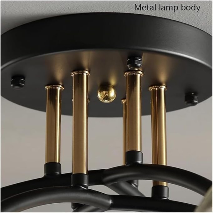 Lámpara Globe Semi Flush Mount Ceiling Light Fixture Mid Century Modern 4/6 Lights Glass Ceiling Light Vintage Black Gold Lighting Fixture Chandelier for Bedroom Kitchen Dining Room Corridor
