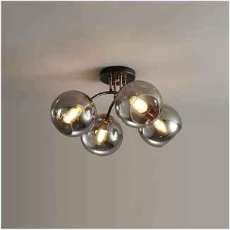 Lámpara Globe Semi Flush Mount Ceiling Light Fixture Mid Century Modern 4/6 Lights Glass Ceiling Light Vintage Black Gold Lighting Fixture Chandelier for Bedroom Kitchen Dining Room Corridor