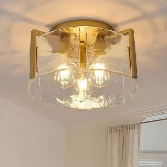 Flush Mount Ceiling Light Fixture Gold, Modern Ceiling Light, Hallway Light Fixtures Ceiling Mount, Dimmable Kitchen Lighting Fixtures Ceiling Lights for Bedroom Bathroom Dining Room Hall Foyer Entry