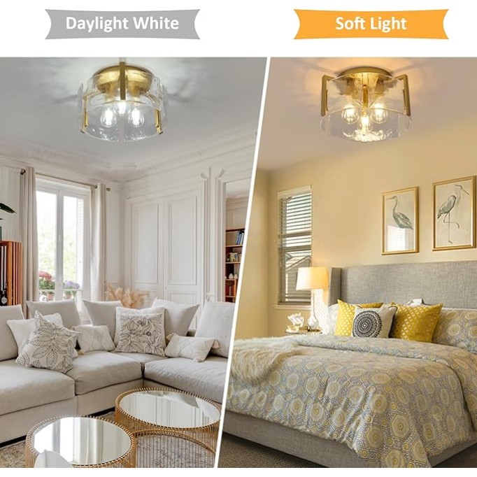 Flush Mount Ceiling Light Fixture Gold, Modern Ceiling Light, Hallway Light Fixtures Ceiling Mount, Dimmable Kitchen Lighting Fixtures Ceiling Lights for Bedroom Bathroom Dining Room Hall Foyer Entry