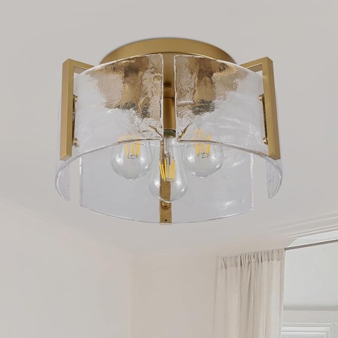 Flush Mount Ceiling Light Fixture Gold, Modern Ceiling Light, Hallway Light Fixtures Ceiling Mount, Dimmable Kitchen Lighting Fixtures Ceiling Lights for Bedroom Bathroom Dining Room Hall Foyer Entry