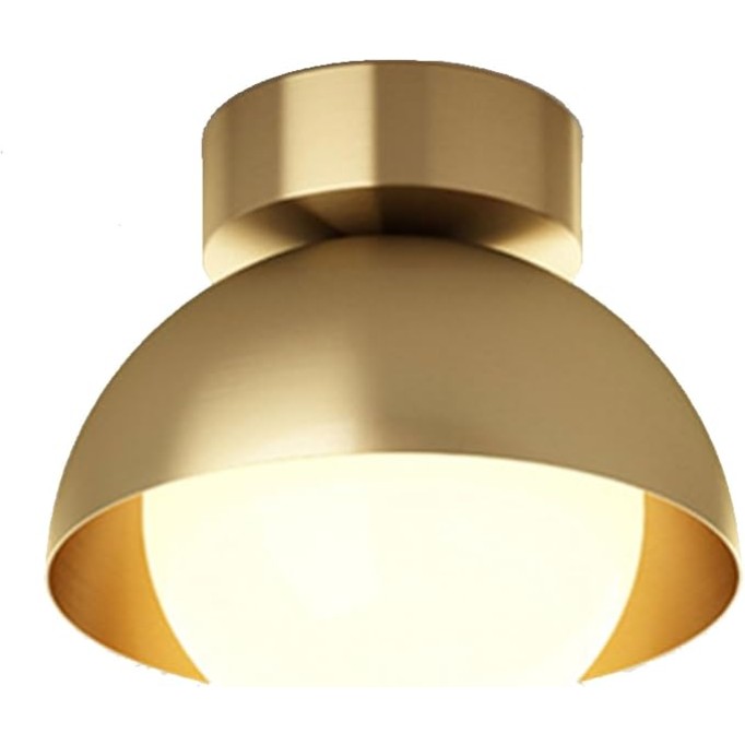 Close To Ceiling Lights White Glass Globe Ceiling Light Mid Century Brass Ceiling Lamp Semi Flush Mount Close to Ceiling Lighting Fixture Compatible with Cloakroom Study Staircase Aisle Corridor Balco