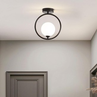 Mid Century Modern Gold Hallway Ceiling Light Fixture, Glass Semi Flush Mount Ceiling Light, Farmhouse Glass Kitchen Ceiling Light, Globe Bedroom Ceiling Lamp