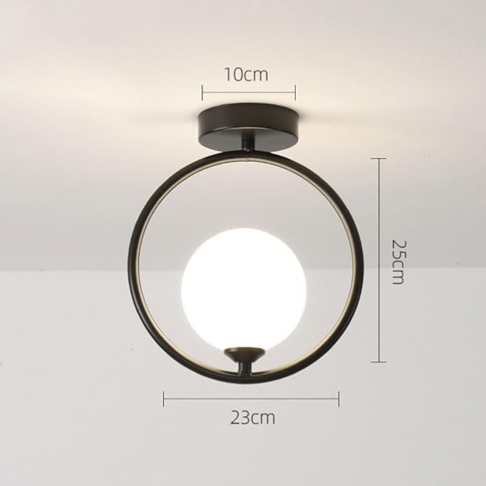 Mid Century Modern Gold Hallway Ceiling Light Fixture, Glass Semi Flush Mount Ceiling Light, Farmhouse Glass Kitchen Ceiling Light, Globe Bedroom Ceiling Lamp