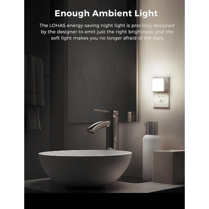 LED Night Lights Plug into Wall, [6-Pack] Plug in Night Light, Dusk-to-Dawn Sensor, 5000K Daylight 0.3W Bright Nightlight Auto-On/Off for Adults Kids Room Bedroom Bathroom Hallway Kitchen