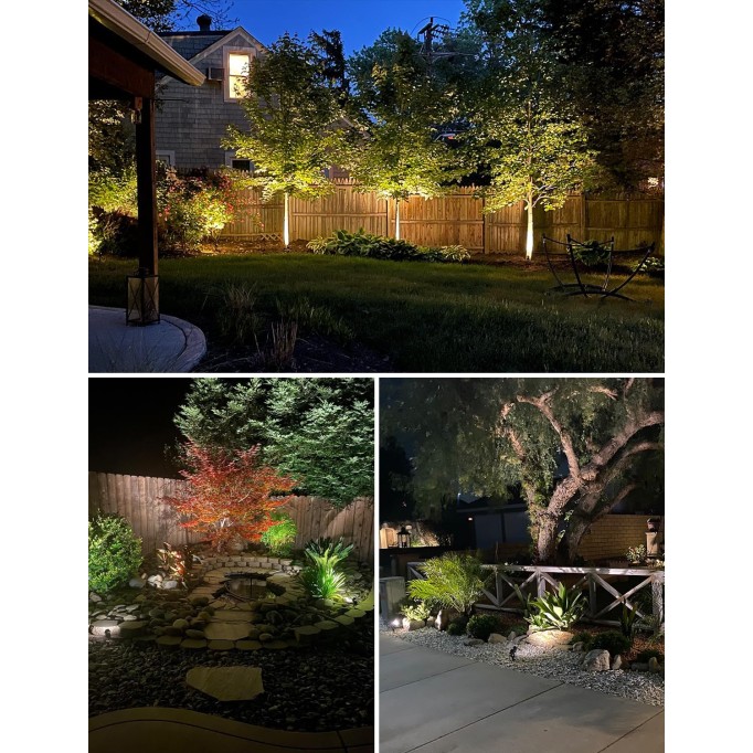 12W Low Voltage LED Landscape Lights with Connectors, Outdoor 12V Super Warm White (900LM) Waterproof Garden Pathway Lights Wall Tree Flag Spotlights with Spike Stand (10 Pack with Connector)