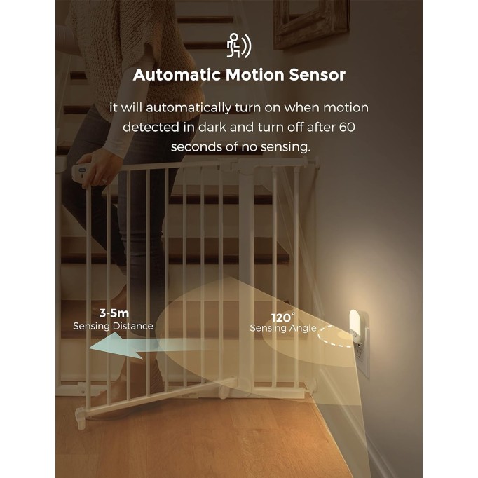 LED Motion Sensor Night Light, 2Pack, Motion Activated Night Light, Night Lights Plug into Wall Motion Sensor, 3000K Warm White, Adjustable Brightness 30/60LM, for Kids Adults Bathroom Bedroom