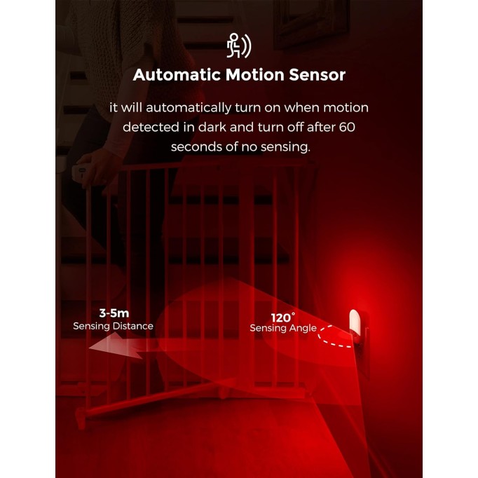 Red Night Light Plug in, Motion Sensor Night Light for Kids, Adjustable Brightness, 0.6W Red LED Night Light, Motion Activated Mini Night Light for Bathroom, Independence Day Decorations, 2 Pack