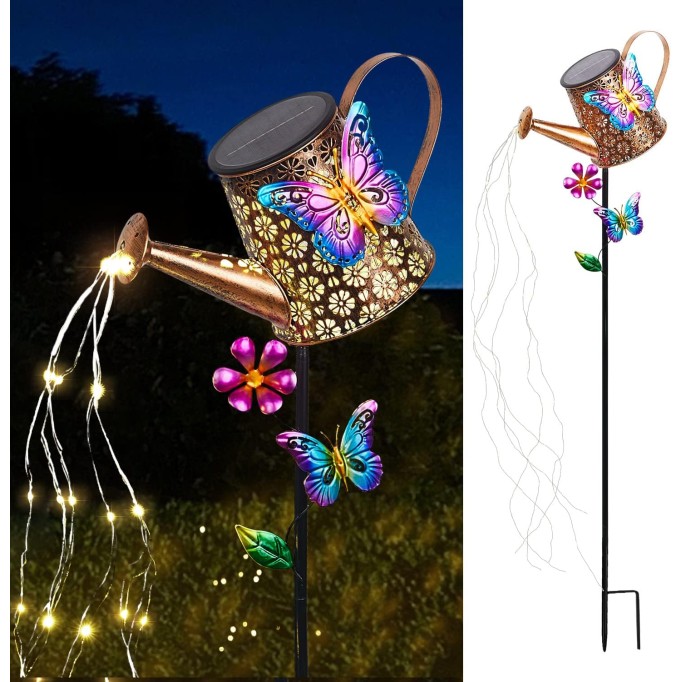 Solar Watering Can with Lights Outdoor Garden,Waterproof Garden Stake Lights Decoration for Yard Lawn Patio Pathway Front Porch Landscape Gardening Gifts for Mom Grandma Women Birthday Gift