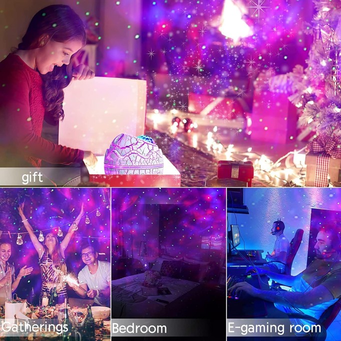 Dinosaur Egg Galaxy Star Projector Starry Light with Wireless Music Player, Night Light with White Noise, Nebula,Timer & Remote Control Best Gift & Decoration for Children's and Adults' Bedroom