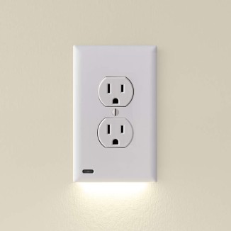 2 Pack - SnapPower GuideLight 2 [For Duplex Outlets] - Replaces Plug-In Night Light - Electrical Receptacle Wall Plate with LED Night Lights - Auto On/Off Sensor - White
