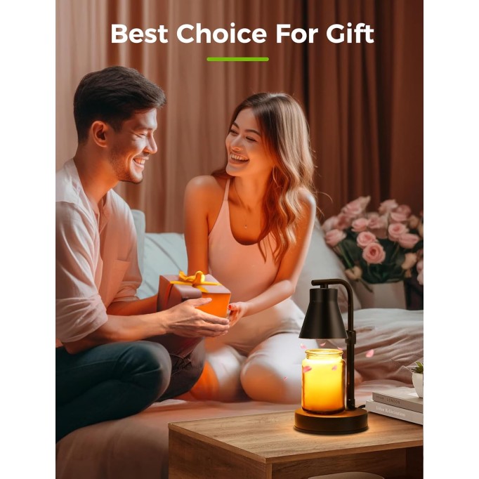 Candle Warmer Lamp with Dimmer, Adjustable Height & Heat, Electric Metal Candle Lamp Warmer Perfect for Large Jar Candle，as Gifts for Moms Grandma Women Girls