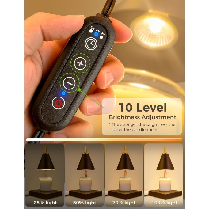Candle Warmer Lamp with Dimmer, Mother's Gift for Mom, Candle Warmer Lamp with Timer, 2H/4H/8H Timer, Adjustable Height & Heat, Electric Candle Lamp Warmer Compatible with Large Jar Candle