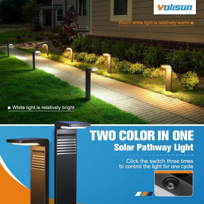 Solar Pathway Lights Outdoor 6pack, Super Bright Outdoor Solar Lights with Warm White and Cool White Light, Waterproof Solar Garden Lights Outdoor for Walkway Driveway Lawn Patio Sidewalk